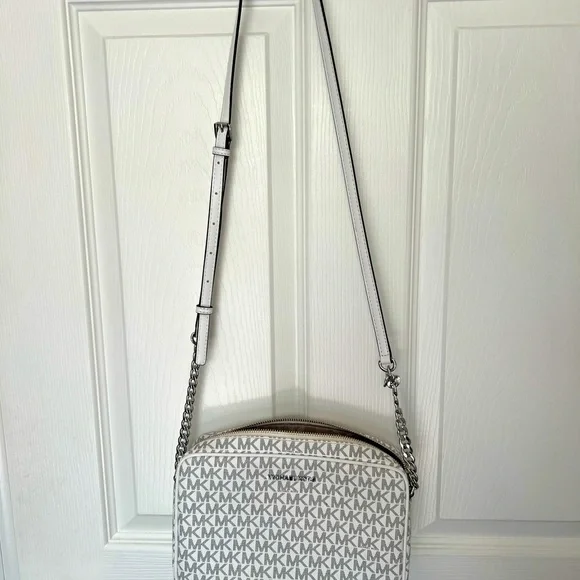 Michael Kors White and Gray Logo Crossbody Bag - Picture 2 of 4